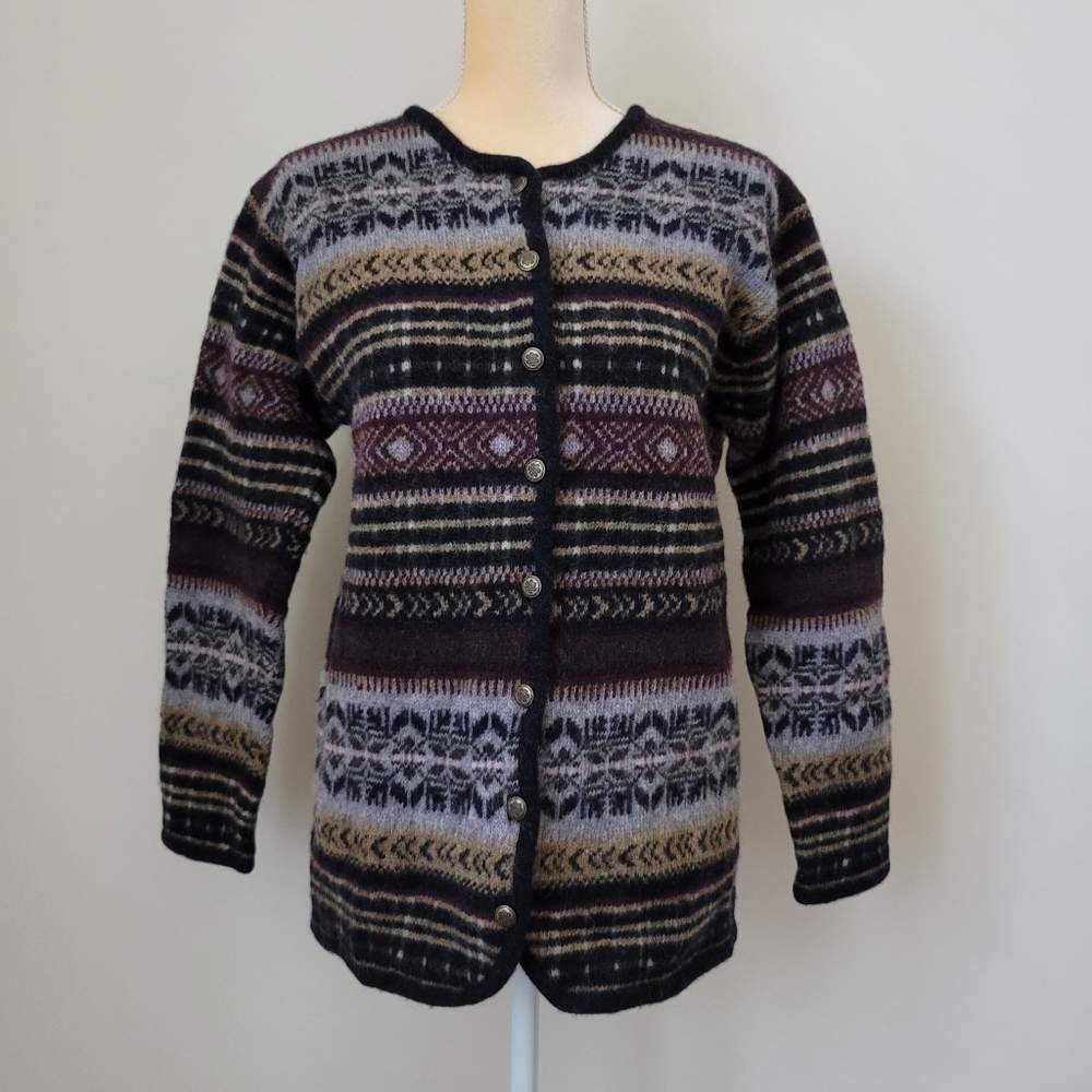 Chic Patterned Cardigan in Black and Brown